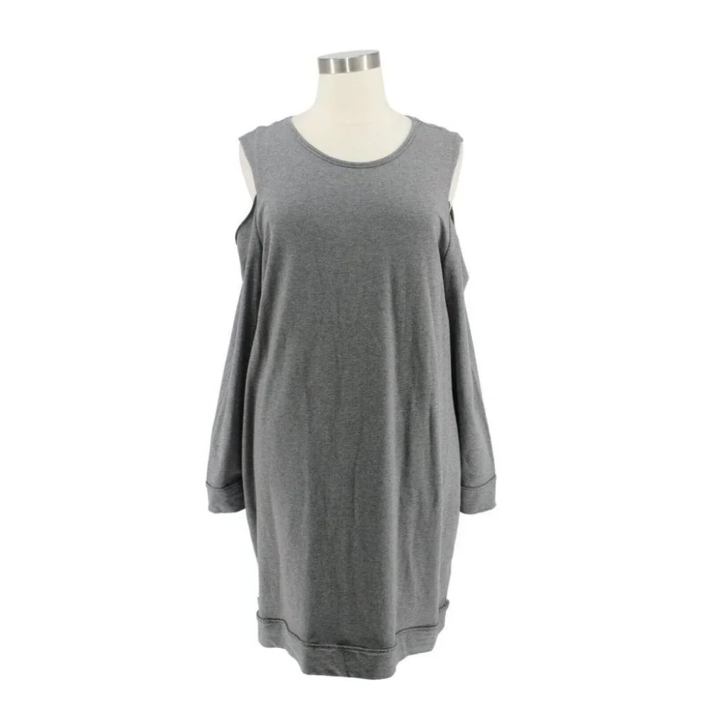 NWT Torrid Gray Terry Cold Shoulder Sheath Sweatshirt Dress Plus Size 3X 22/24
